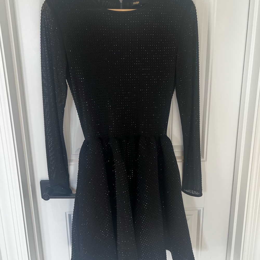 Maje Black Long Sleeve Dress